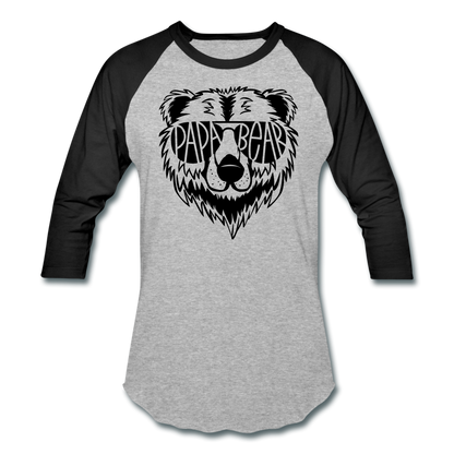 Papa Bear Baseball T-Shirt - heather gray/black