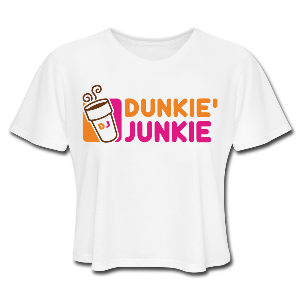 Dunkie' Junkie Women's Cropped T-Shirt - white