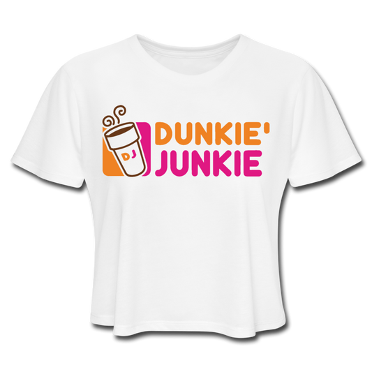 Dunkie' Junkie Women's Cropped T-Shirt - white