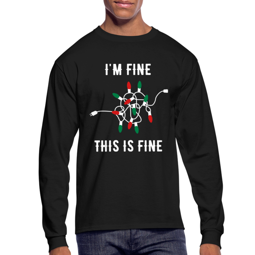 I'm Fine Lights Long Sleeve T-Shirt - black