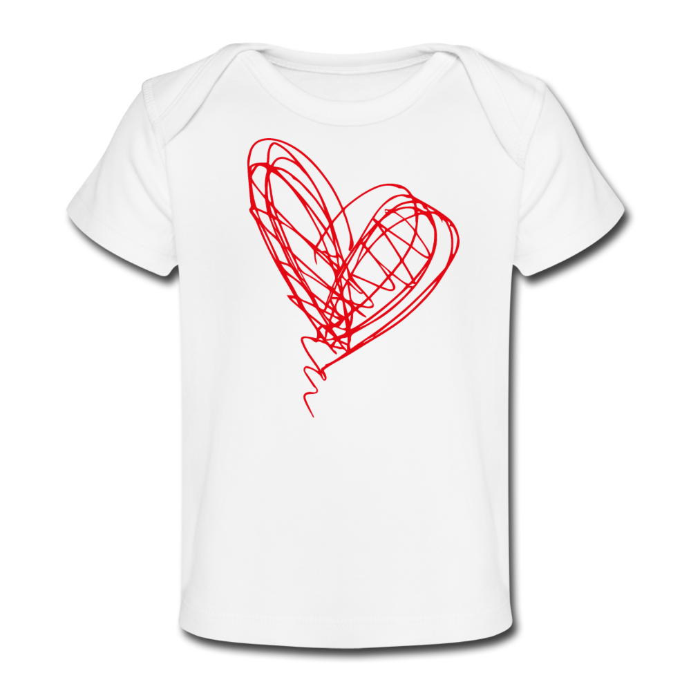 Scribble Heart Organic Baby T-Shirt - white
