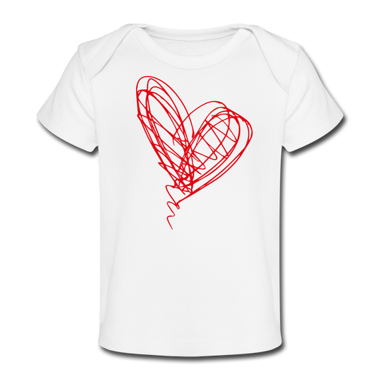 Scribble Heart Organic Baby T-Shirt - white