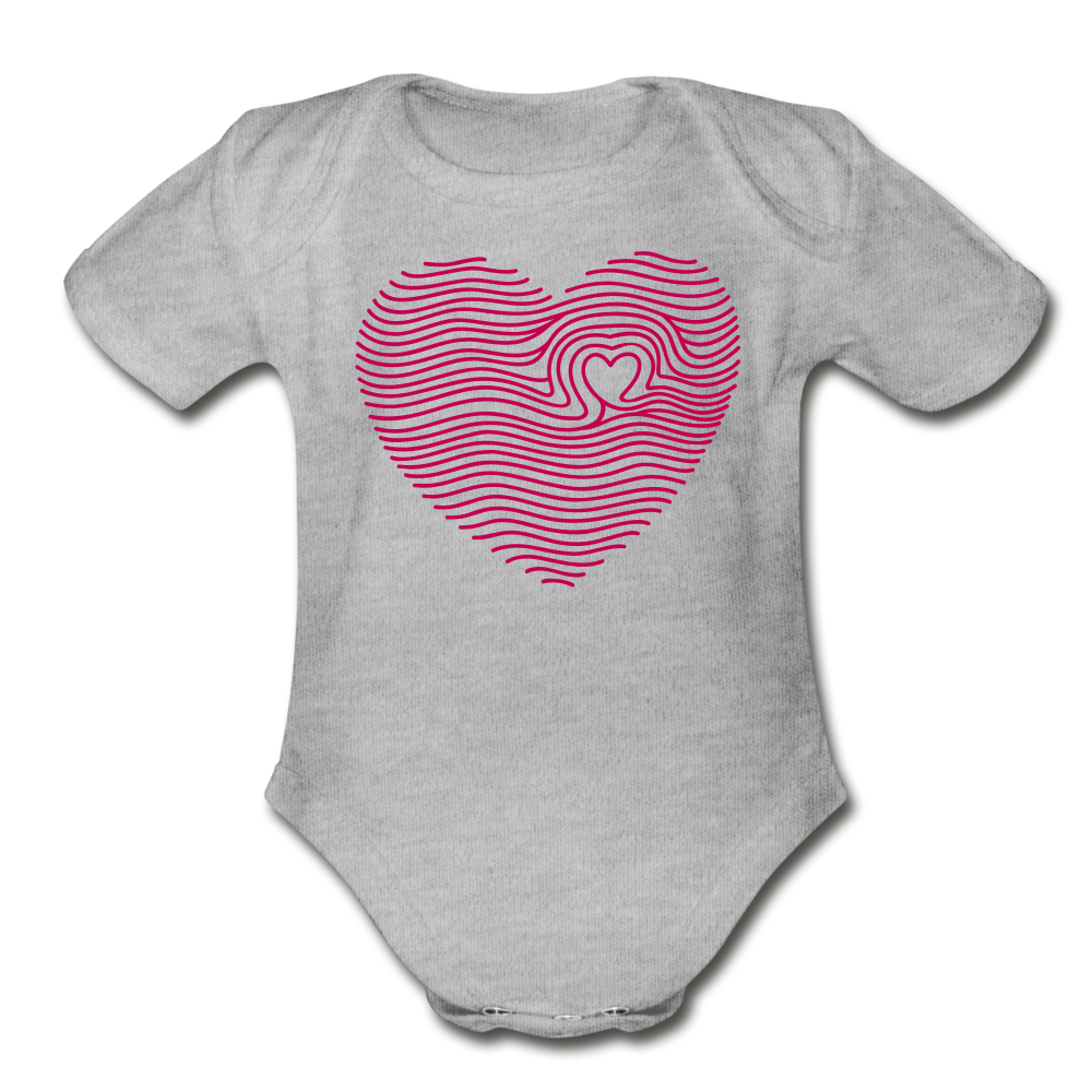 Fingerprint Heart Bodysuit - heather gray