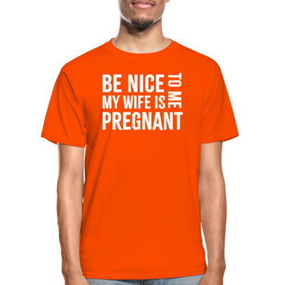My Wife Is Pregnant Hanes Adult Tagless T-Shirt - orange