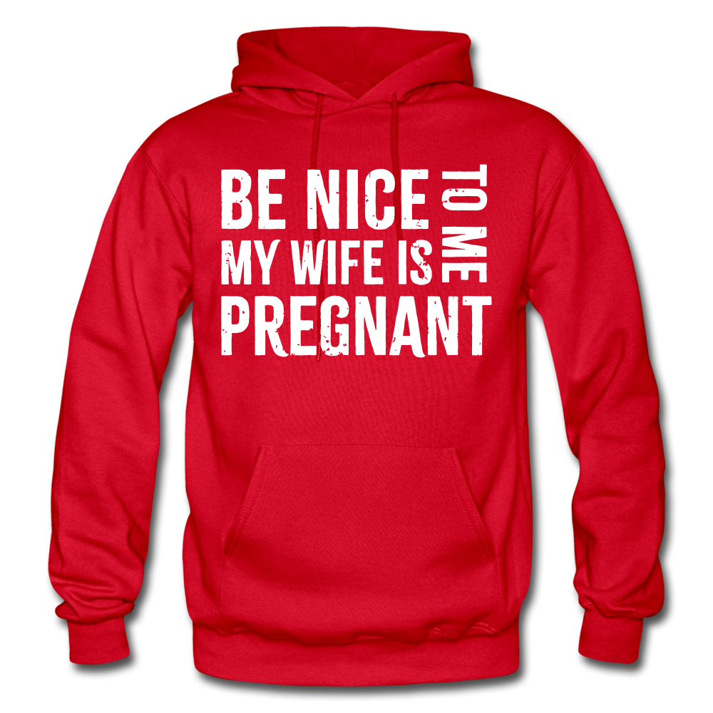 My Wife Is Pregnant Adult Hoodie - red