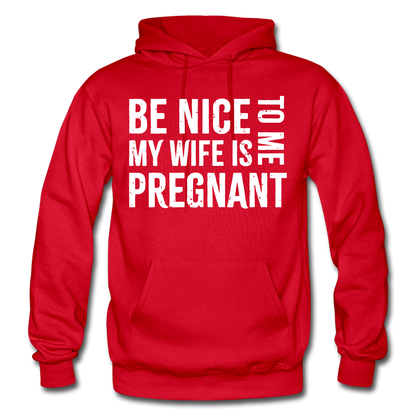 My Wife Is Pregnant Adult Hoodie - red