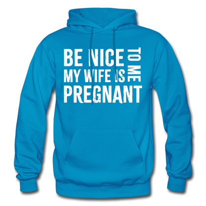 My Wife Is Pregnant Adult Hoodie - turquoise