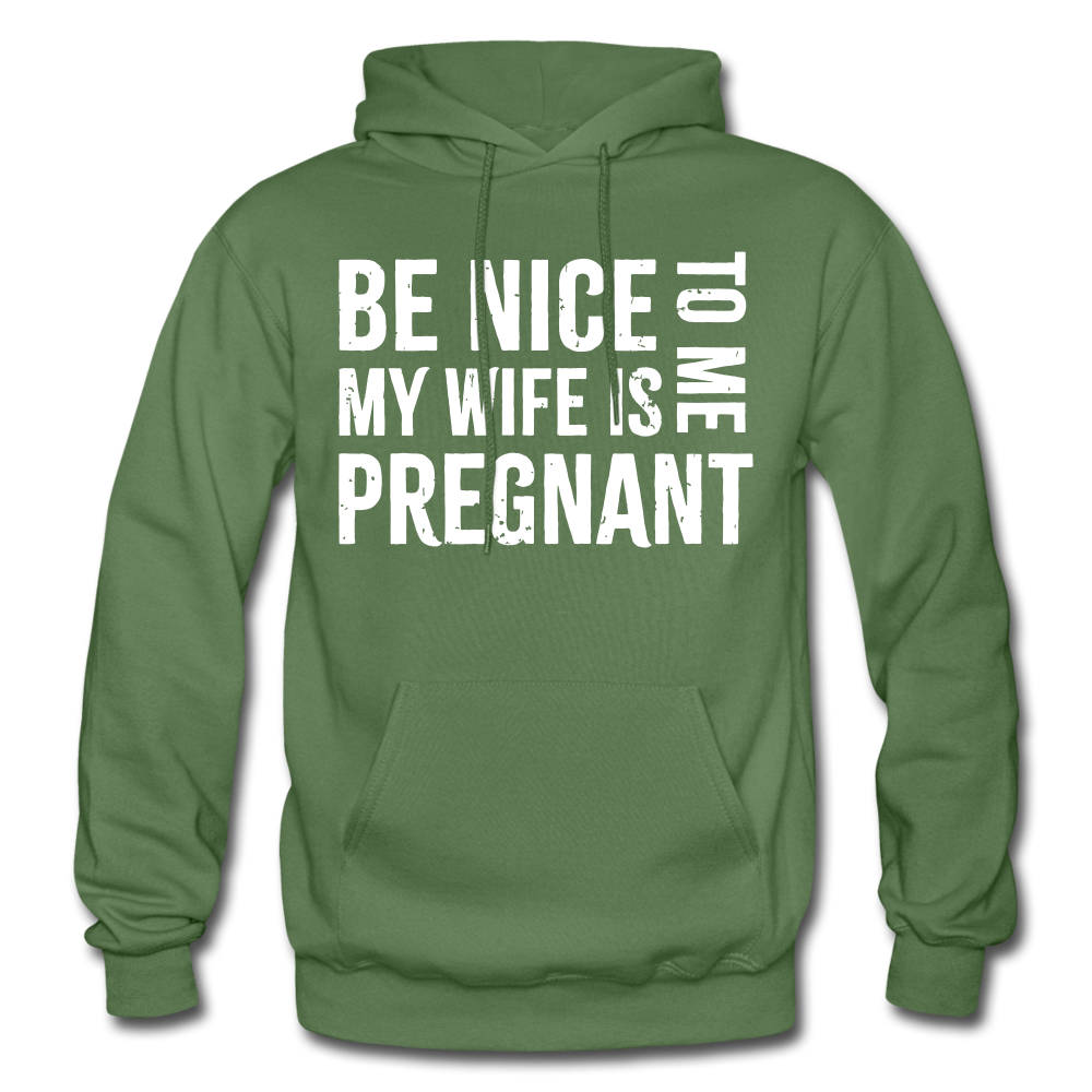 My Wife Is Pregnant Adult Hoodie - military green