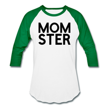 Load image into Gallery viewer, MOMSTER Baseball T-Shirt - white/kelly green
