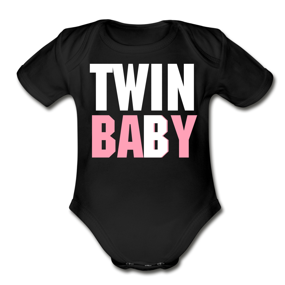 TWIN B Short Sleeve Baby Bodysuit - black