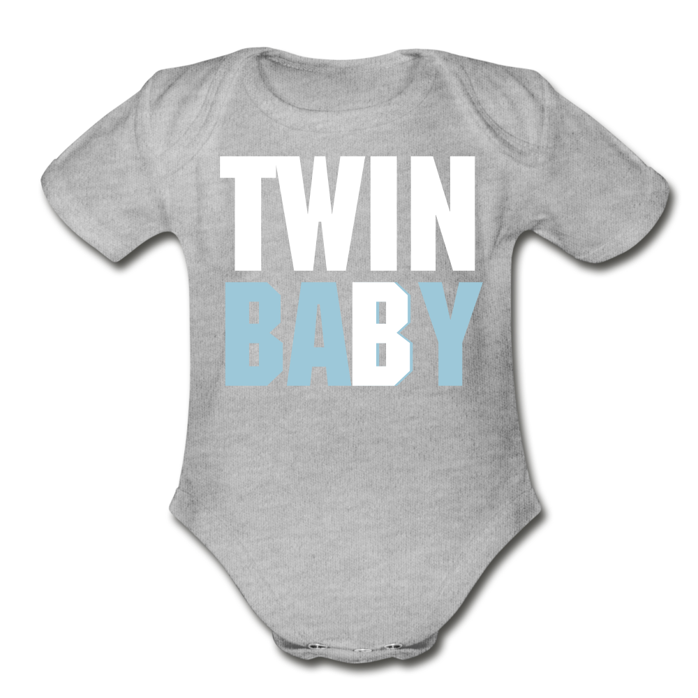 TWIN B Short Sleeve Baby Bodysuit - heather gray