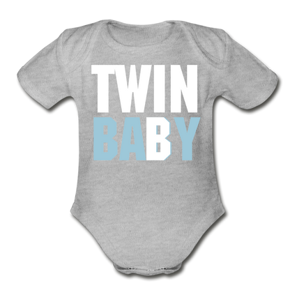 TWIN B Short Sleeve Baby Bodysuit - heather gray