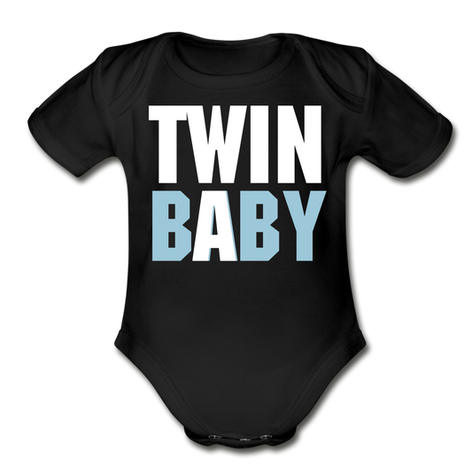 TWIN A Short Sleeve Baby Bodysuit - black