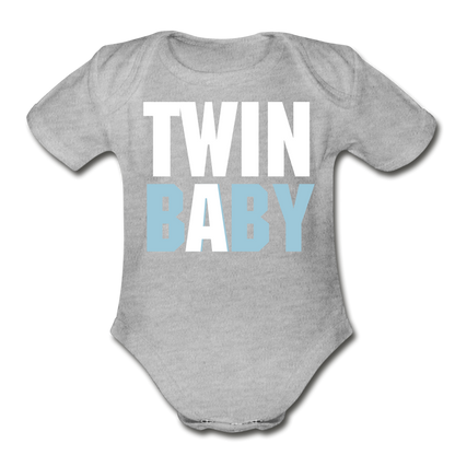 TWIN A Short Sleeve Baby Bodysuit - heather gray