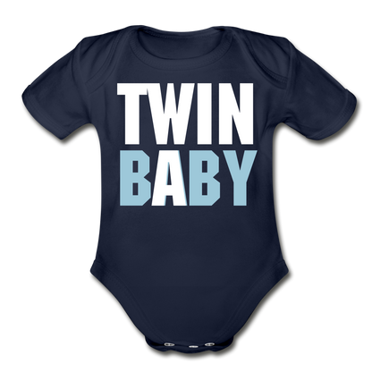 TWIN A Short Sleeve Baby Bodysuit - dark navy