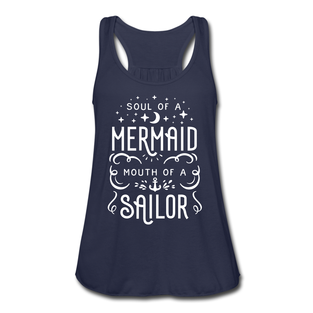 Mermaid-Sailor Flowy Tank Top - navy