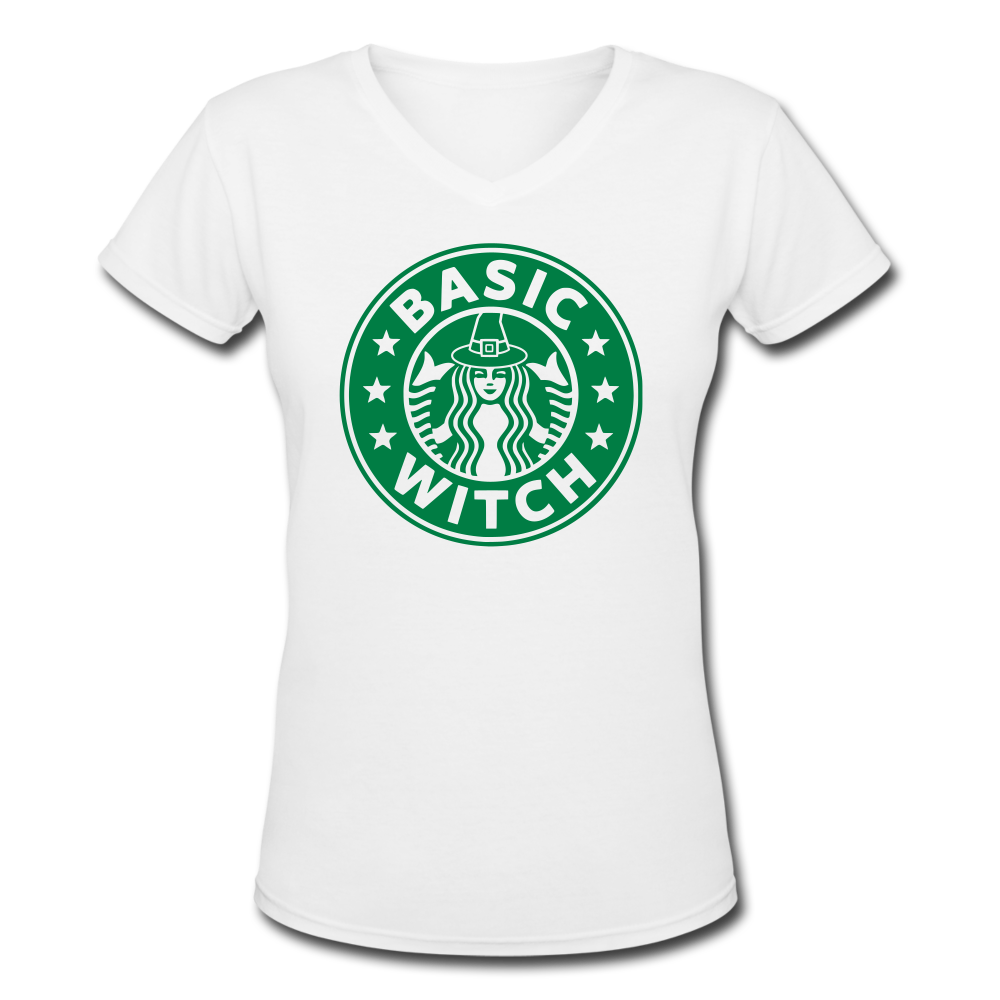 Basic Witch V-Neck T-Shirt - white