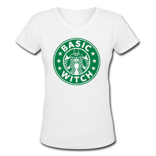 Basic Witch V-Neck T-Shirt - white