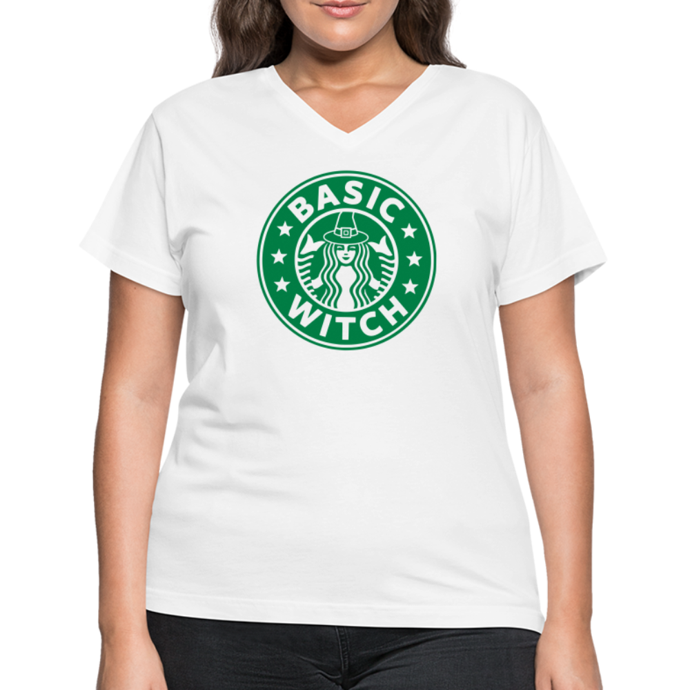 Basic Witch V-Neck T-Shirt - white