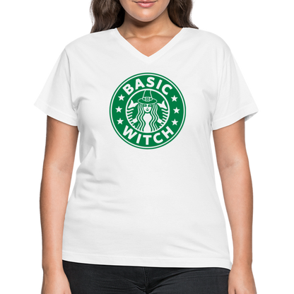 Basic Witch V-Neck T-Shirt - white