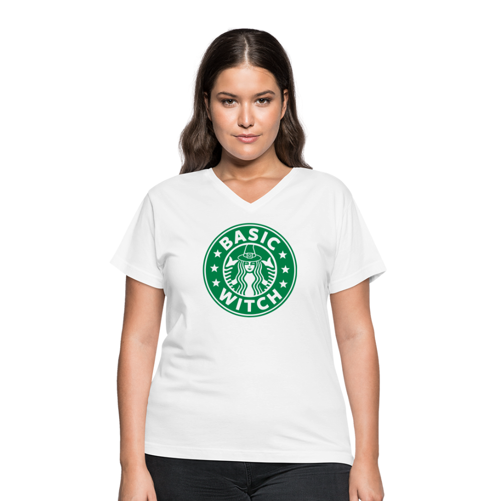 Basic Witch V-Neck T-Shirt - white