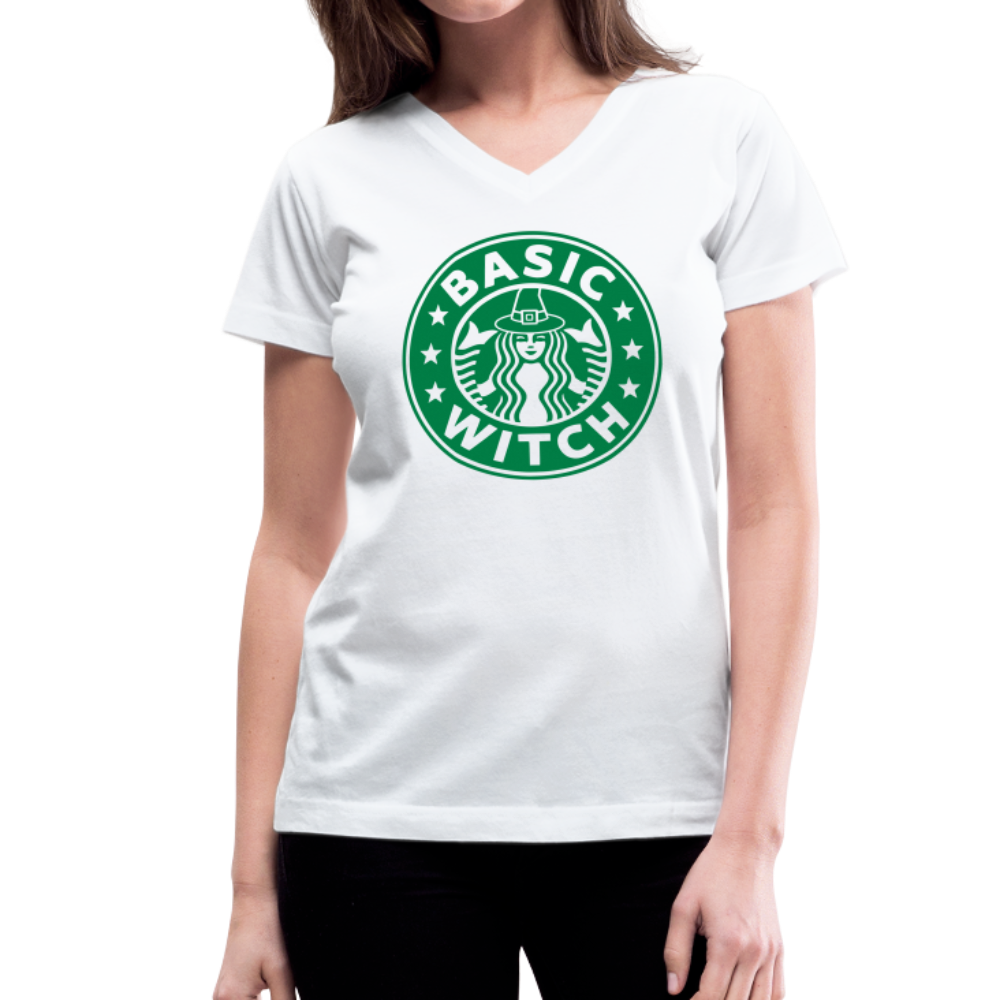 Basic Witch V-Neck T-Shirt - white