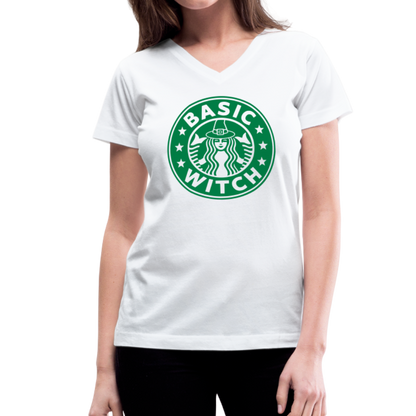Basic Witch V-Neck T-Shirt - white