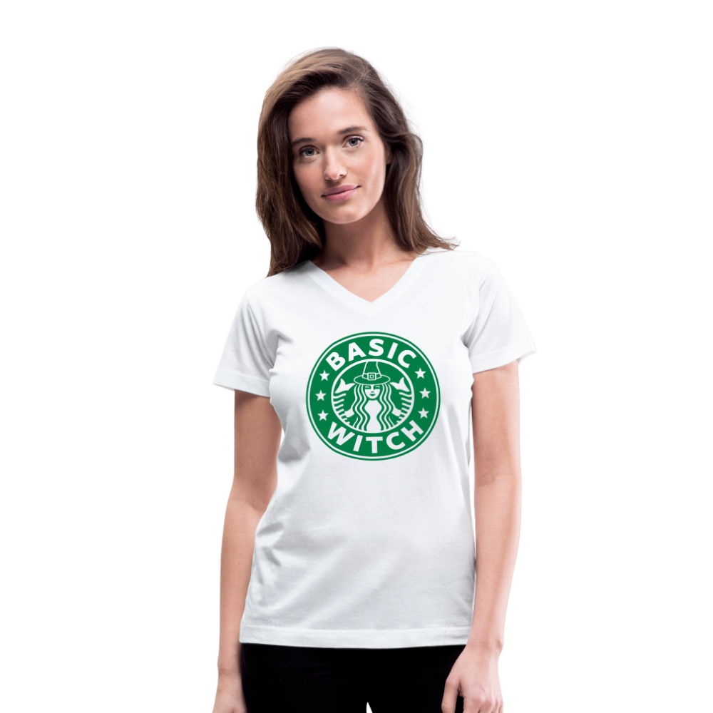 Basic Witch V-Neck T-Shirt - white