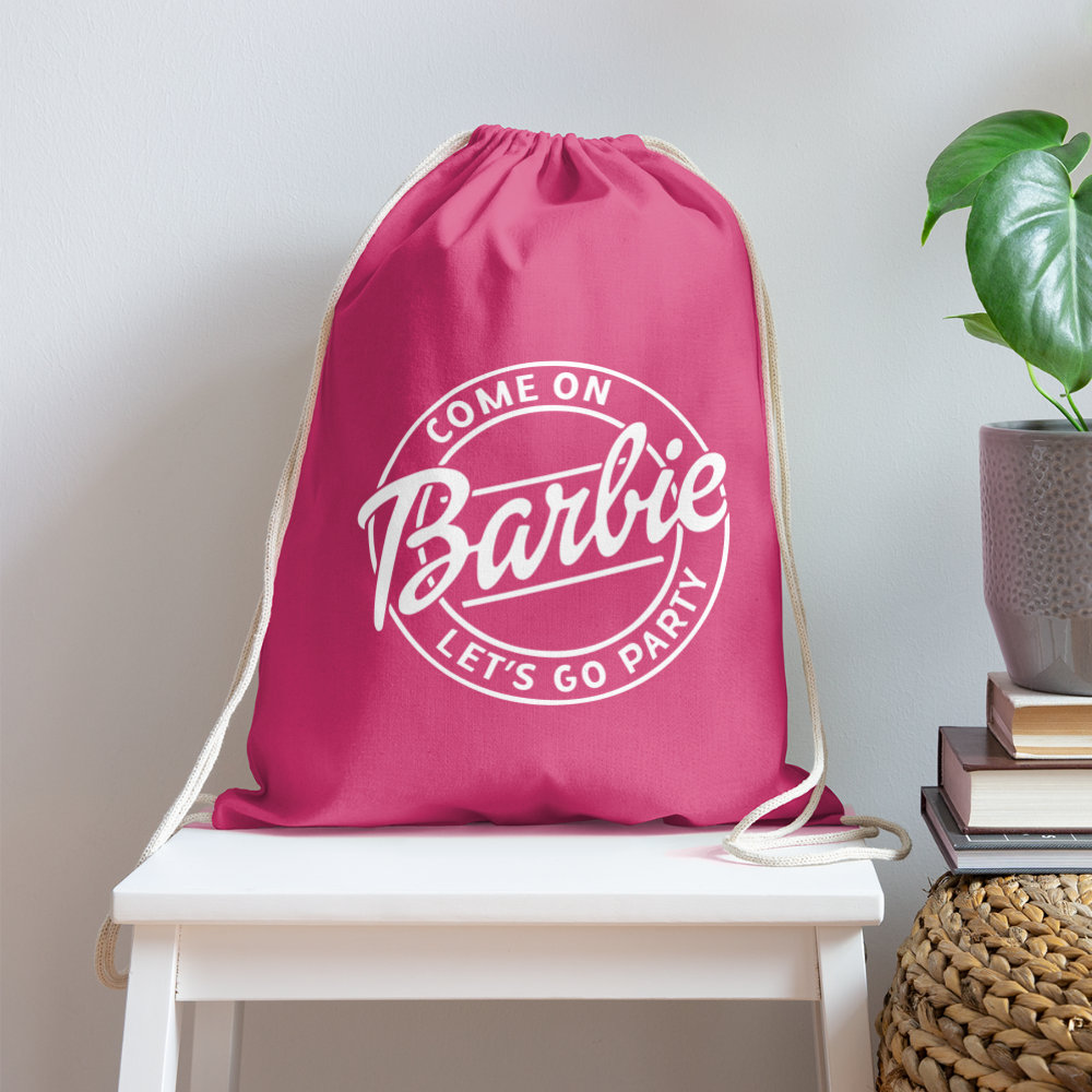 Barbie Cotton Drawstring Bag - pink