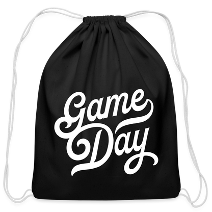 Game Day Cotton Drawstring Bag - black