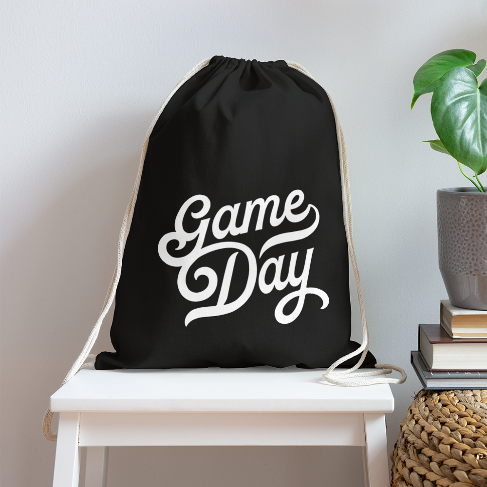 Game Day Cotton Drawstring Bag - black