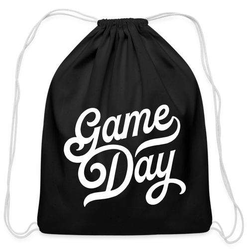 Game Day Cotton Drawstring Bag - black