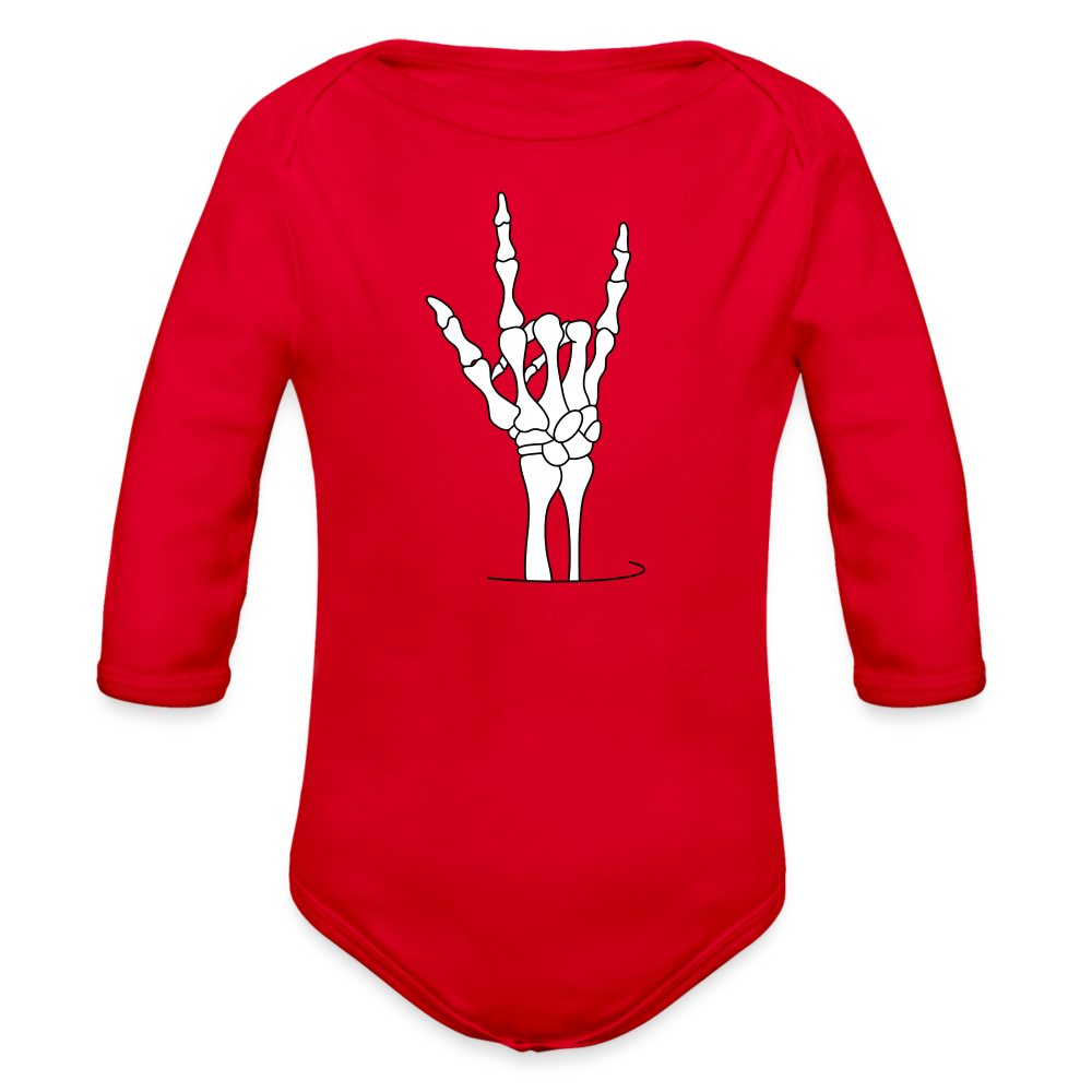 Skell Yeah Sleeve Baby Bodysuit - red