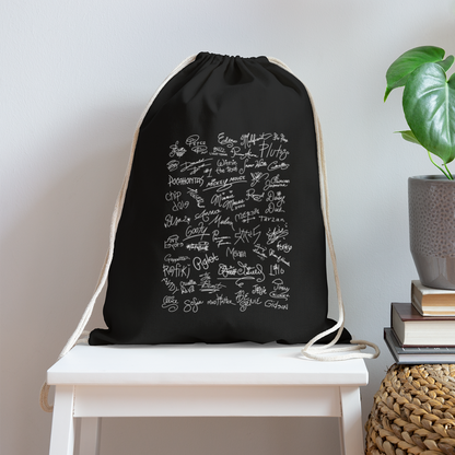 Mouse Crew Cotton Drawstring Bag - black