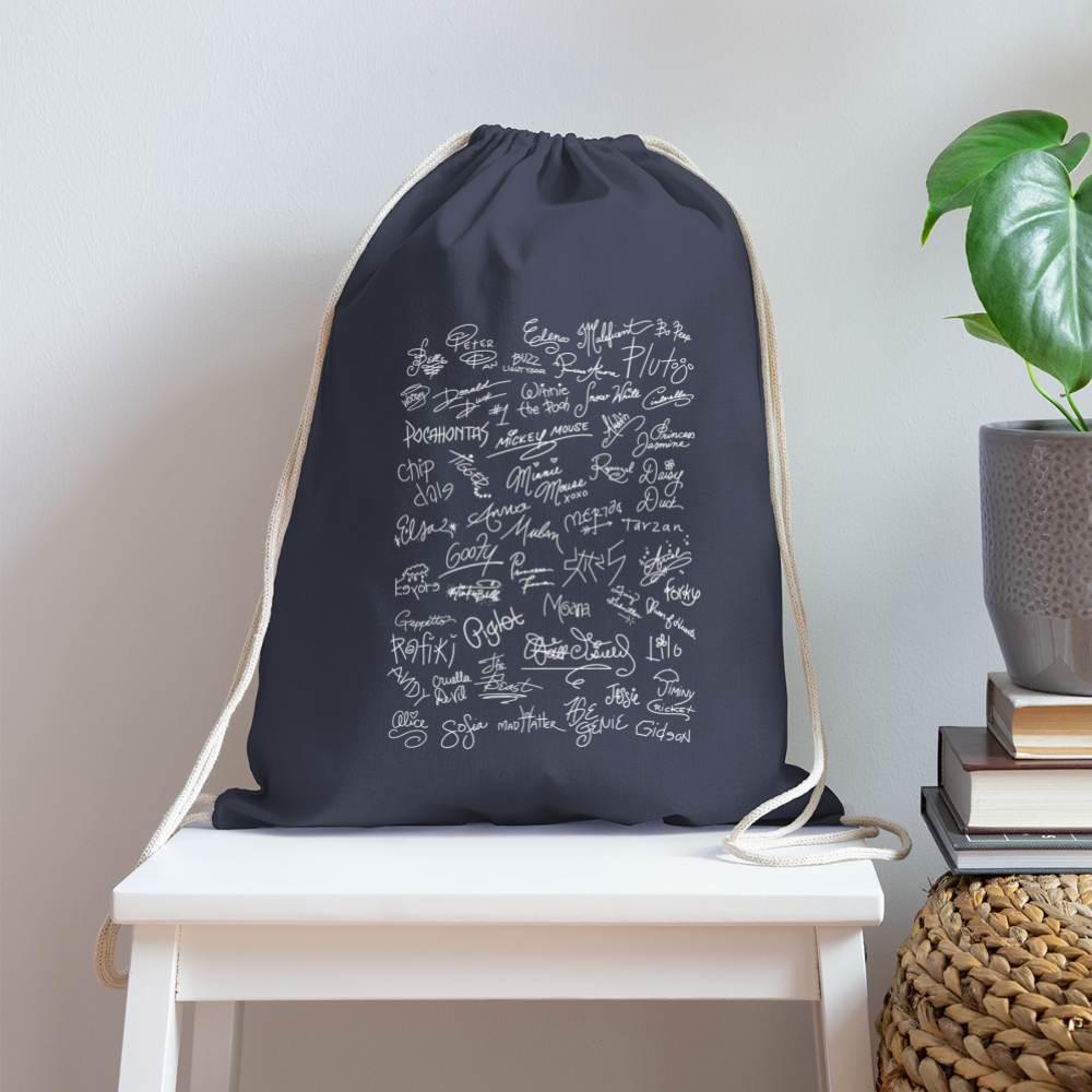 Mouse Crew Cotton Drawstring Bag - navy