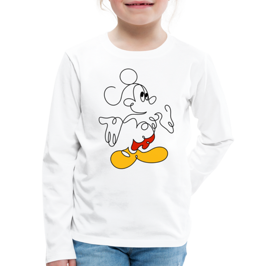 Mouse Crew Kids' Premium Long Sleeve T-Shirt - white