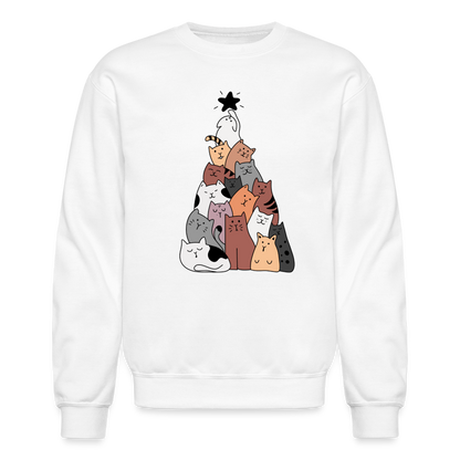 Holiday Cat Tree Crewneck Sweatshirt - white