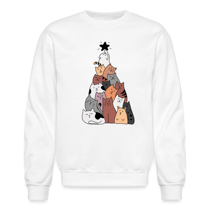 Holiday Cat Tree Crewneck Sweatshirt - white