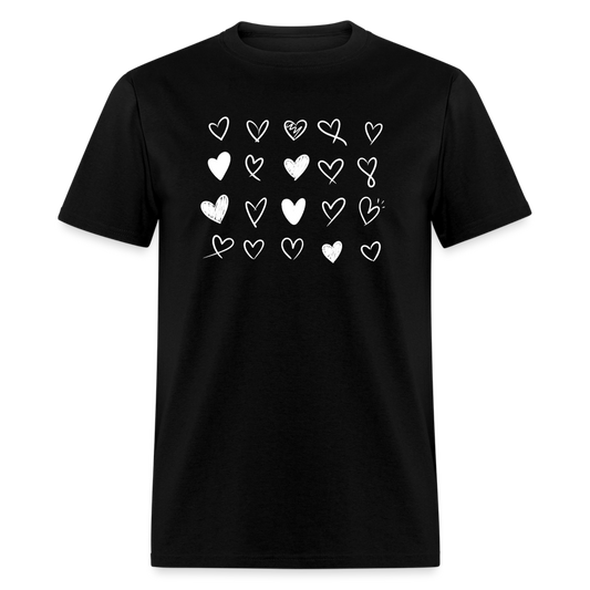 Doodle Hearts T-Shirt - black