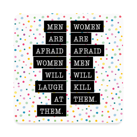 "Afraid" Square Magnet - white