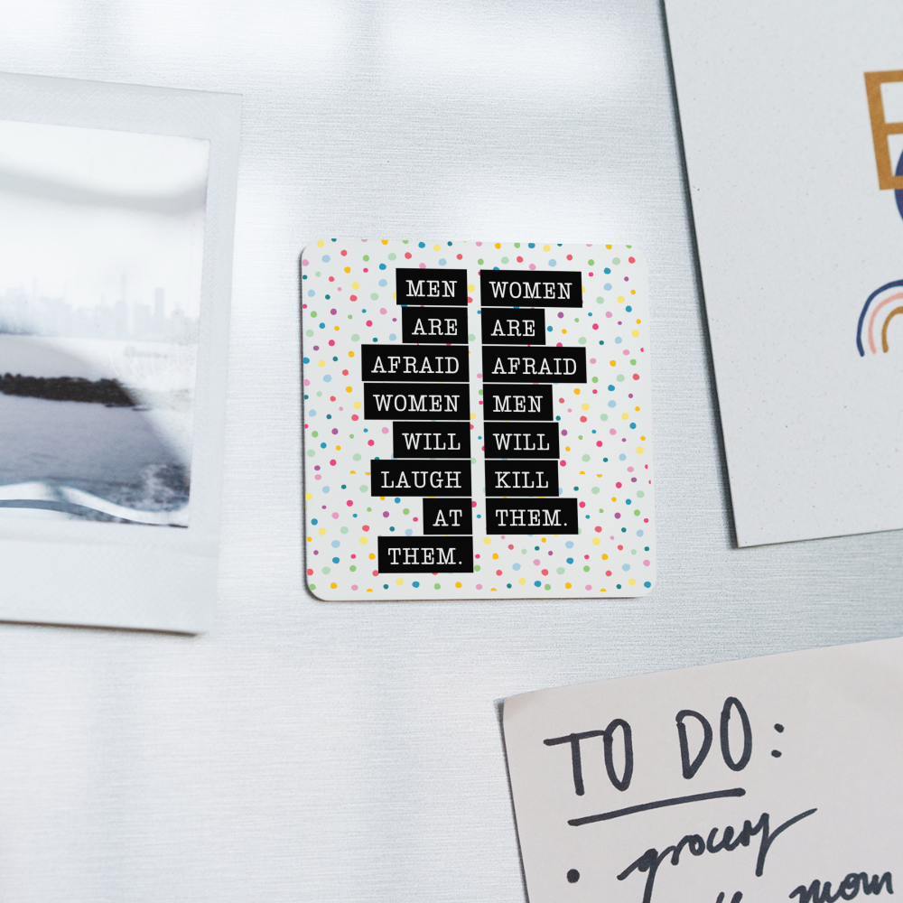 "Afraid" Square Magnet - white