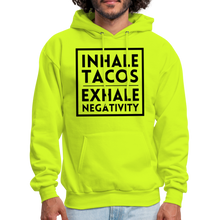 Load image into Gallery viewer, &quot;Inhale Tacos, Exhale Negativity&quot; Hoodie - safety green
