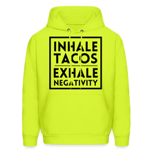 Load image into Gallery viewer, &quot;Inhale Tacos, Exhale Negativity&quot; Hoodie - safety green
